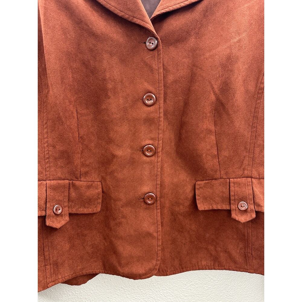 Studio 1 Womens Two Piece Set Size 16W Jacket and Skirt Orange Faux Suede - Picture 3 of 16